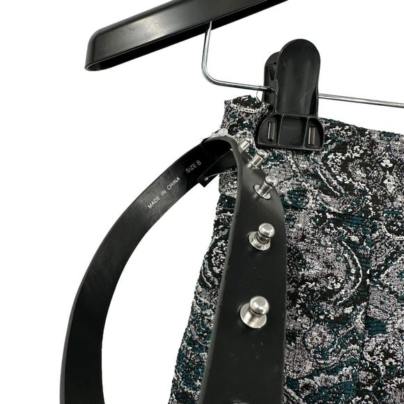 Antonio Melani Skirt 8 Metallic Blue and Silver Jacquard Pencil Betta New $99 - Picture 2 of 8